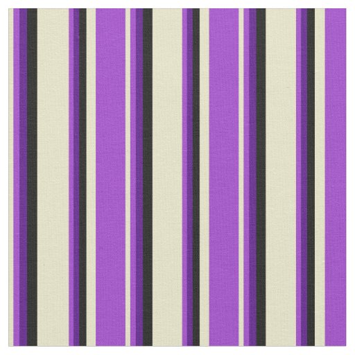 Pale Goldenrod, Dark Orchid, Indigo & Black Lines Fabric