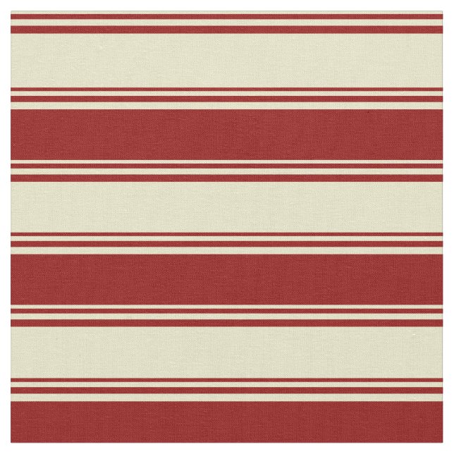 Pale Goldenrod & Dark Red Lines Fabric (Close Up)
