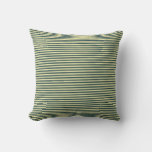 [ Thumbnail: Pale Goldenrod & Dark Slate Gray Colored Stripes Throw Pillow ]