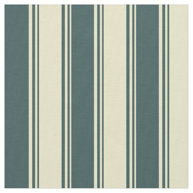 Pale Goldenrod & Dark Slate Gray Stripes Pattern Fabric (Close Up)