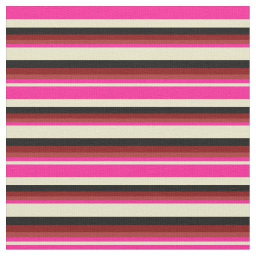 Pale Goldenrod, Deep Pink, Brown, Maroon & Black Fabric