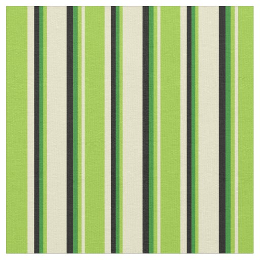 Pale Goldenrod, Green, Forest Green & Black Lines Fabric
