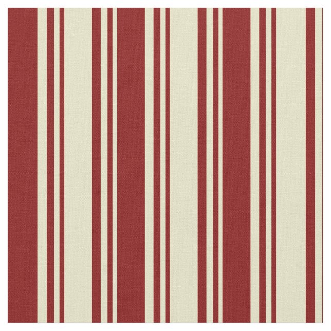 Pale Goldenrod & Maroon Colored Stripes Pattern Fabric (Close Up)