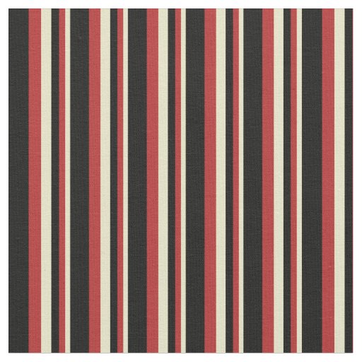 Pale Goldenrod, Red & Black Lines/Stripes Pattern Fabric