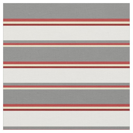 Pale Goldenrod, Red, Gray, White & Maroon Pattern Fabric