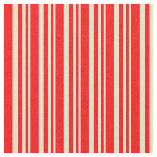 Pale Goldenrod & Red Striped Pattern Fabric