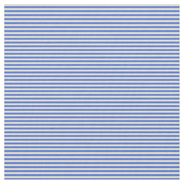Pale Goldenrod & Royal Blue Lines/Stripes Pattern Fabric (Close Up)