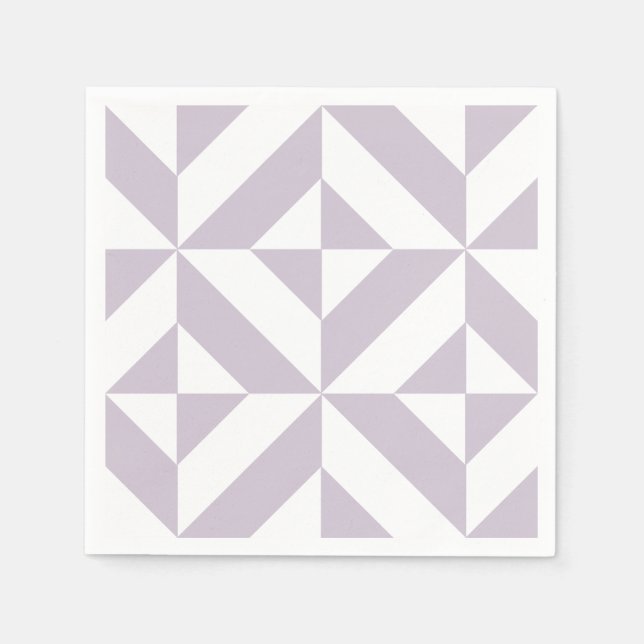 Pale Grape Geometric Deco Pattern Napkins (Front)