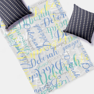 Pale Gray Fleece-Blanket with Repeated Name Fleece Blanket