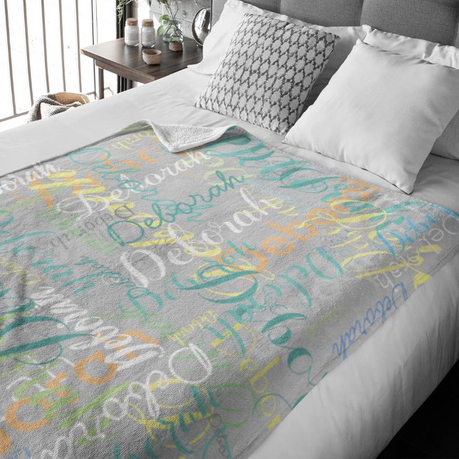 pale gray fleeceblanket with her name fleece blanket (Creator Uploaded)