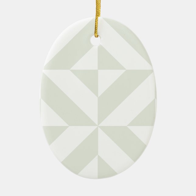 Pale Gray Geometric Deco Cube Pattern Ceramic Ornament (Front)