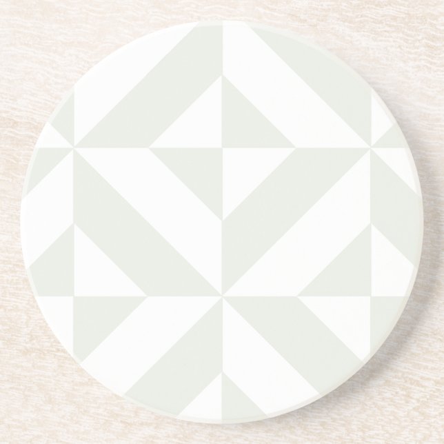 Pale Gray Geometric Deco Cube Pattern Drink Coaster (Front)