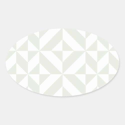 Pale Gray Geometric Deco Cube Pattern Oval Sticker