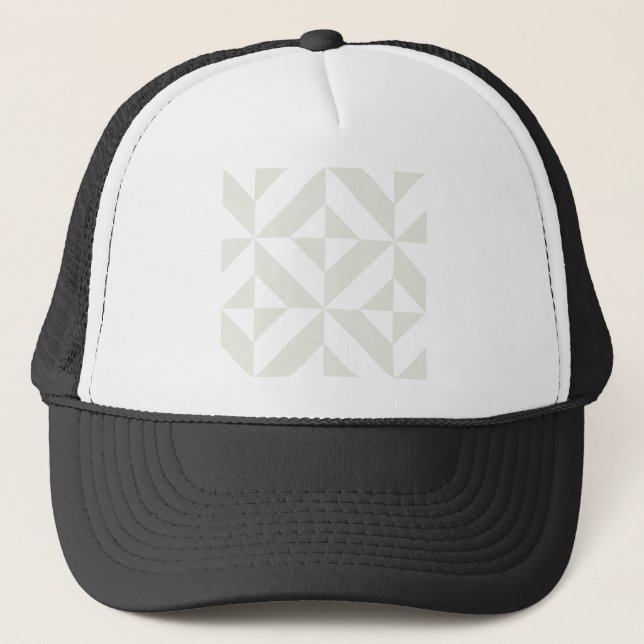 Pale Gray Geometric Deco Cube Pattern Trucker Hat (Front)
