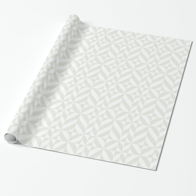 Pale Gray Geometric Deco Cube Pattern Wrapping Paper (Unrolled)