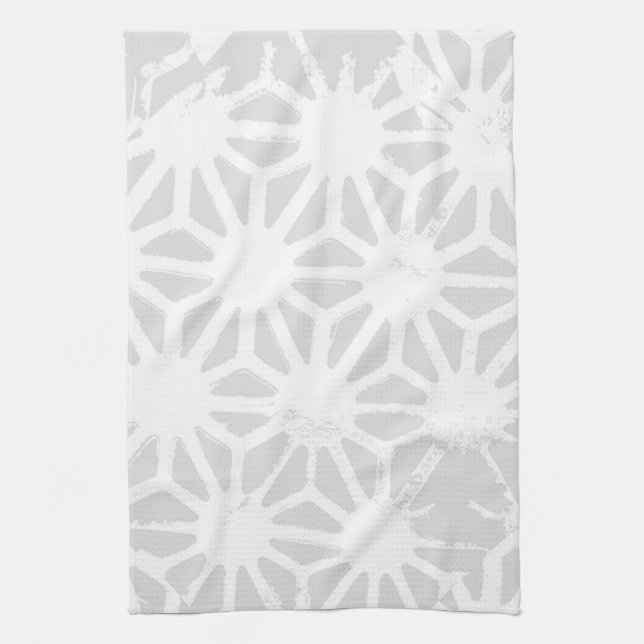Pale gray geometric pattern kitchen towel (Vertical)