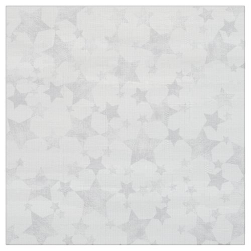 Pale Gray on White  Lino Print Stars Pattern Fabric