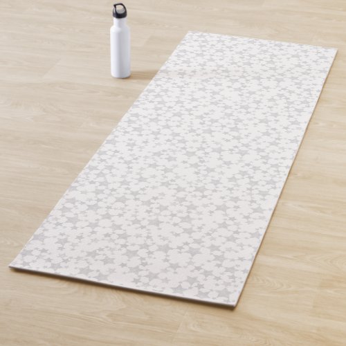 Pale Gray on White  Lino Print Stars Pattern Yoga Mat