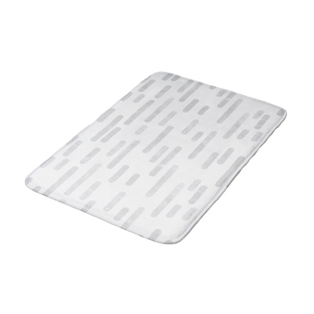 Pale Gray on White Rounded Lines Pattern Bath Mat (Angled)