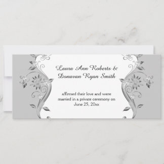 Pale Gray Ornate Silver Flowers Swirls Reception Invitation