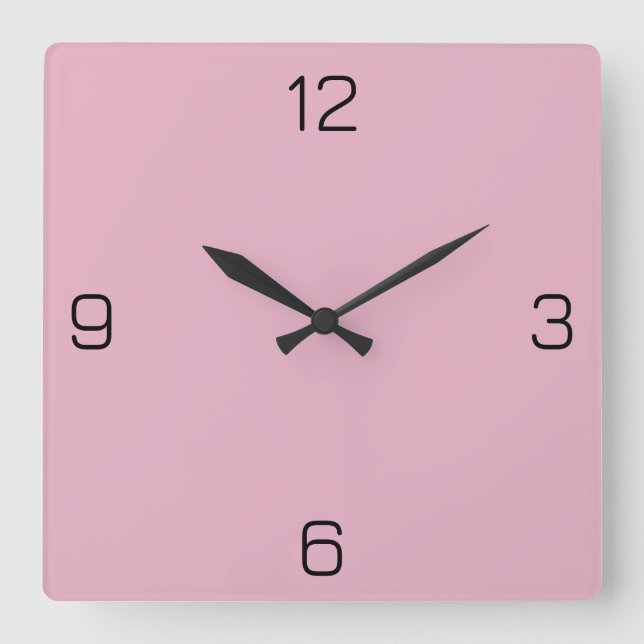Pale Gray Raspberry E6B0C4 - Option to Add Name Square Wall Clock (Front)
