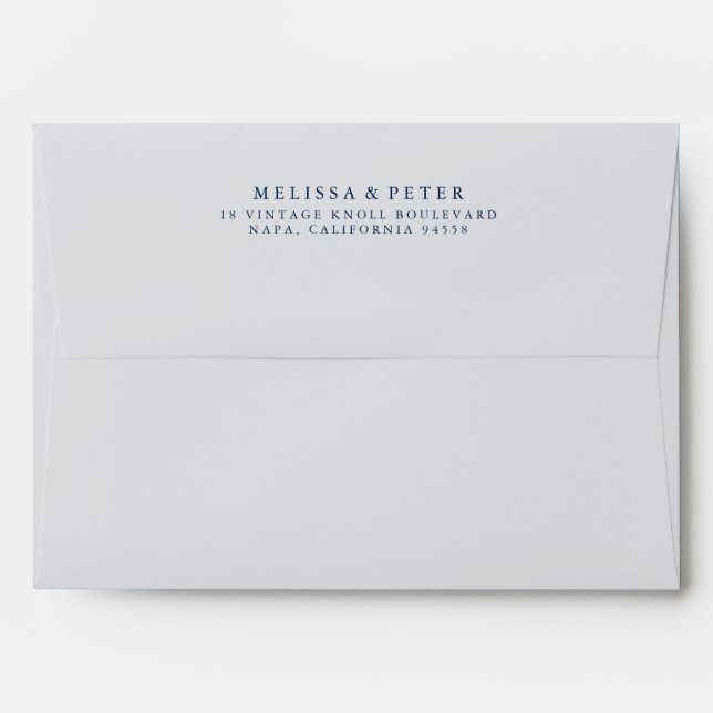 Pale Gray Return Address Envelopes w/ Stripe Liner (Back (Top Flap))