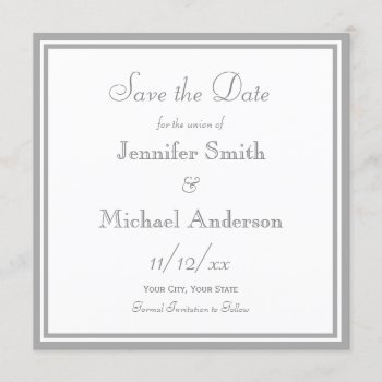 Pale Gray Save The Date Wedding by WeddingsByMaggie at Zazzle