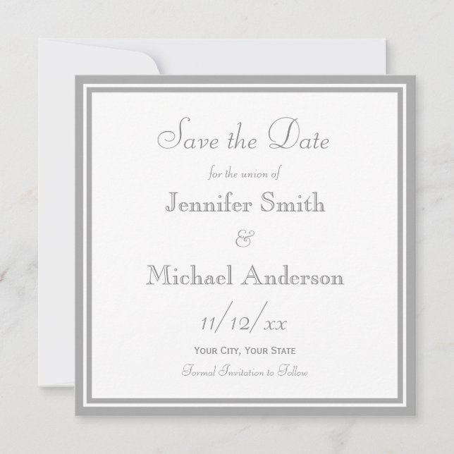 Pale Gray Save the Date Wedding (Front)