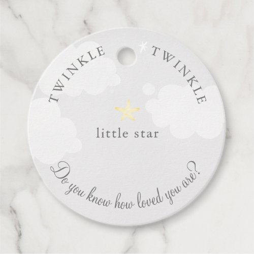 Pale Gray Twinkle Little Star Baby Shower Birthday Favor Tags