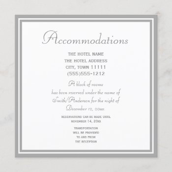 Pale Gray Wedding Accommodations Card by WeddingsByMaggie at Zazzle
