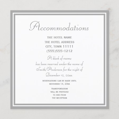 Pale Gray Wedding Accommodations Card