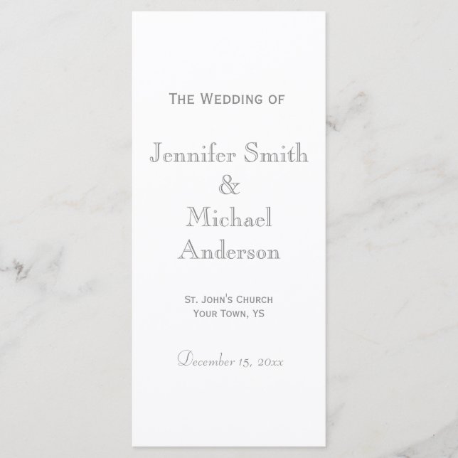 Pale Gray Wedding Program (Front)
