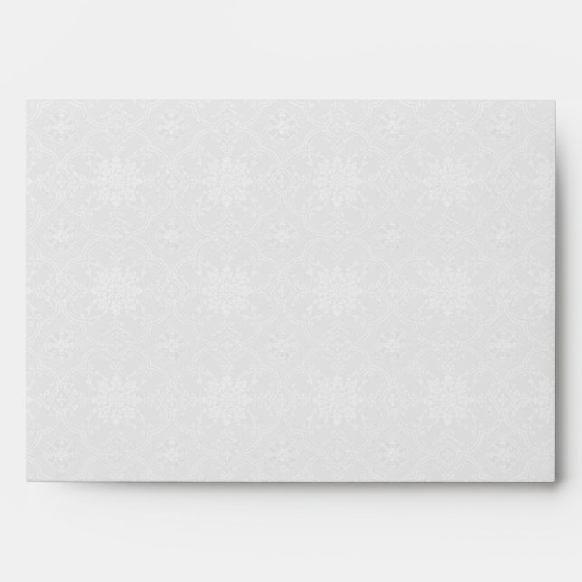 Pale Gray White Damask and Black Floral Envelope (Front)