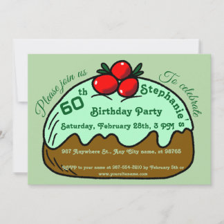 Pale Green 60th Birthday Party Choco Donut Dessert Invitation