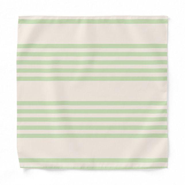 Pale green and beige five stripes pattern bandana (Front)