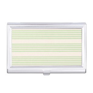 Pale green and beige five stripes pattern business card case
