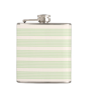 Pale green and beige five stripes pattern flask