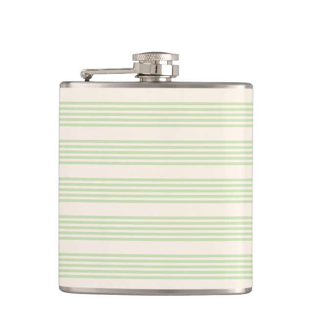 Pale green and beige five stripes pattern flask (Front)