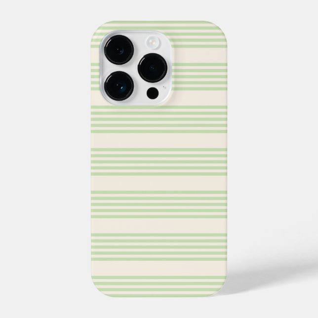 Pale green and beige five stripes pattern iPhone case (Back)