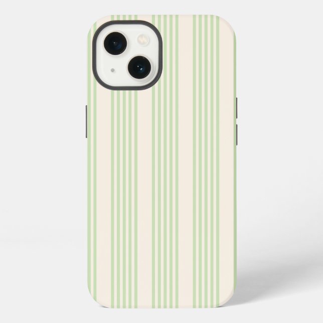 Pale green and beige five stripes pattern iphone case (Back)