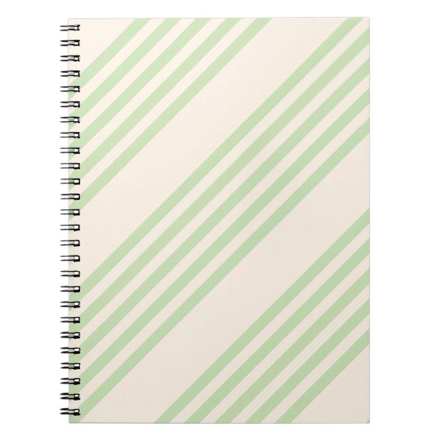 Pale green and beige five stripes pattern notebook (Front)