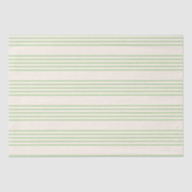 Pale green and beige five stripes pattern tissue paper (Front)