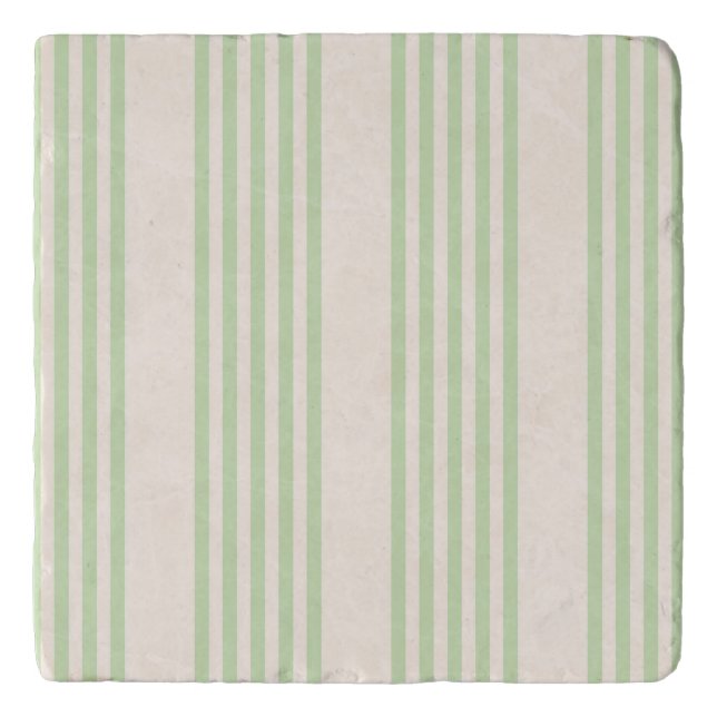Pale green and beige five stripes pattern trivet (Front)