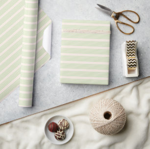 Pale green and beige five stripes pattern wrapping paper