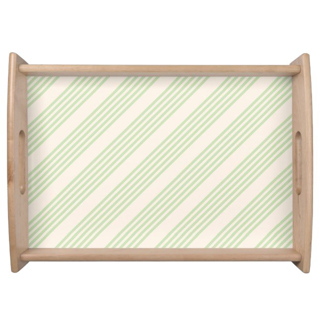 Pale green and beige stripes pattern serving tray (Front)