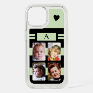 Pale green and black add initial 4 photos iPhone 15 case
