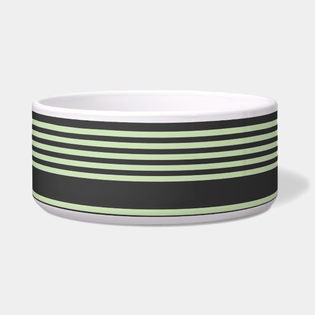Pale green and charcoal five stripes pattern bowl (Front)