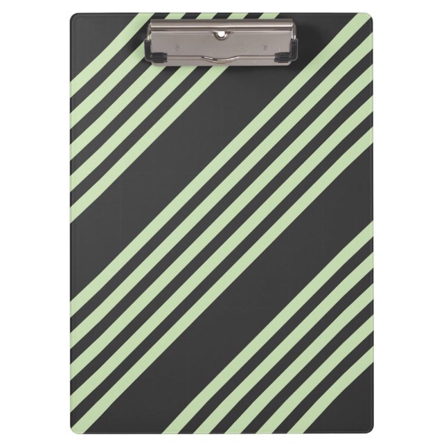 Pale green and charcoal five stripes pattern clipboard (Front)