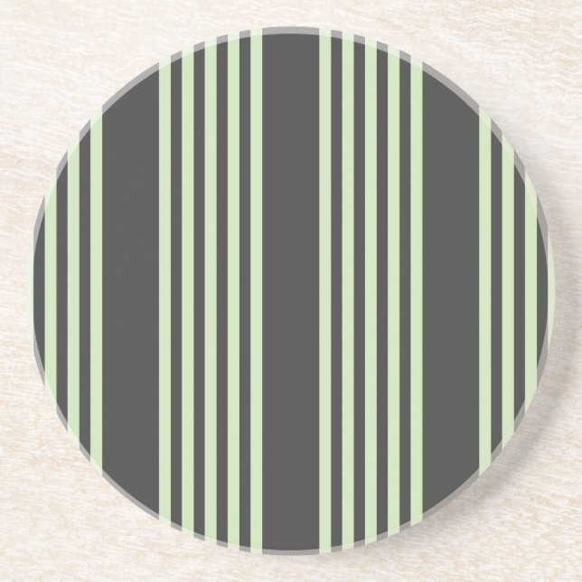 Pale green and charcoal five stripes pattern coaster (Front)