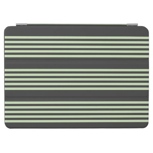 Pale green and charcoal five stripes pattern iPad air cover